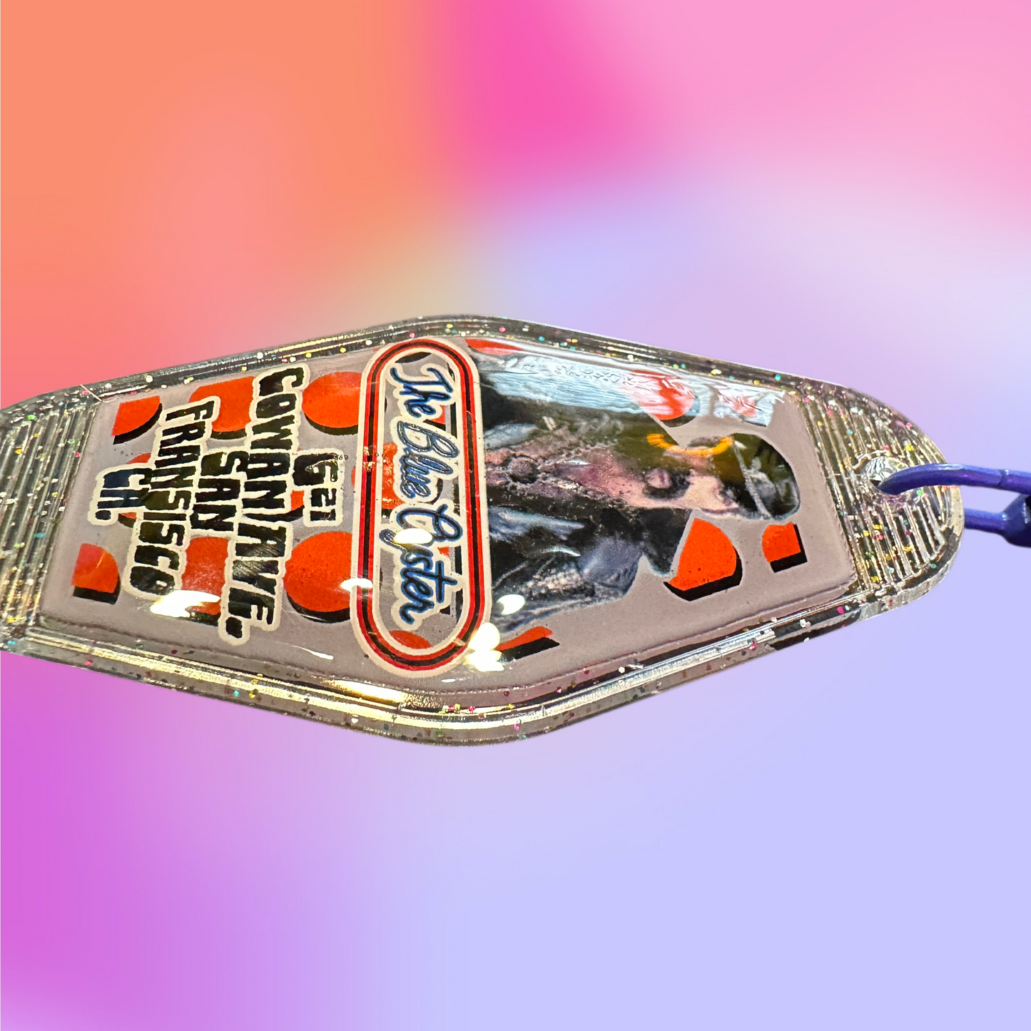 Killer one of a kind Epoxy Vintage Style Keychain! - The Blue Oyster (The Gay Bar from The Police Academy Movies)