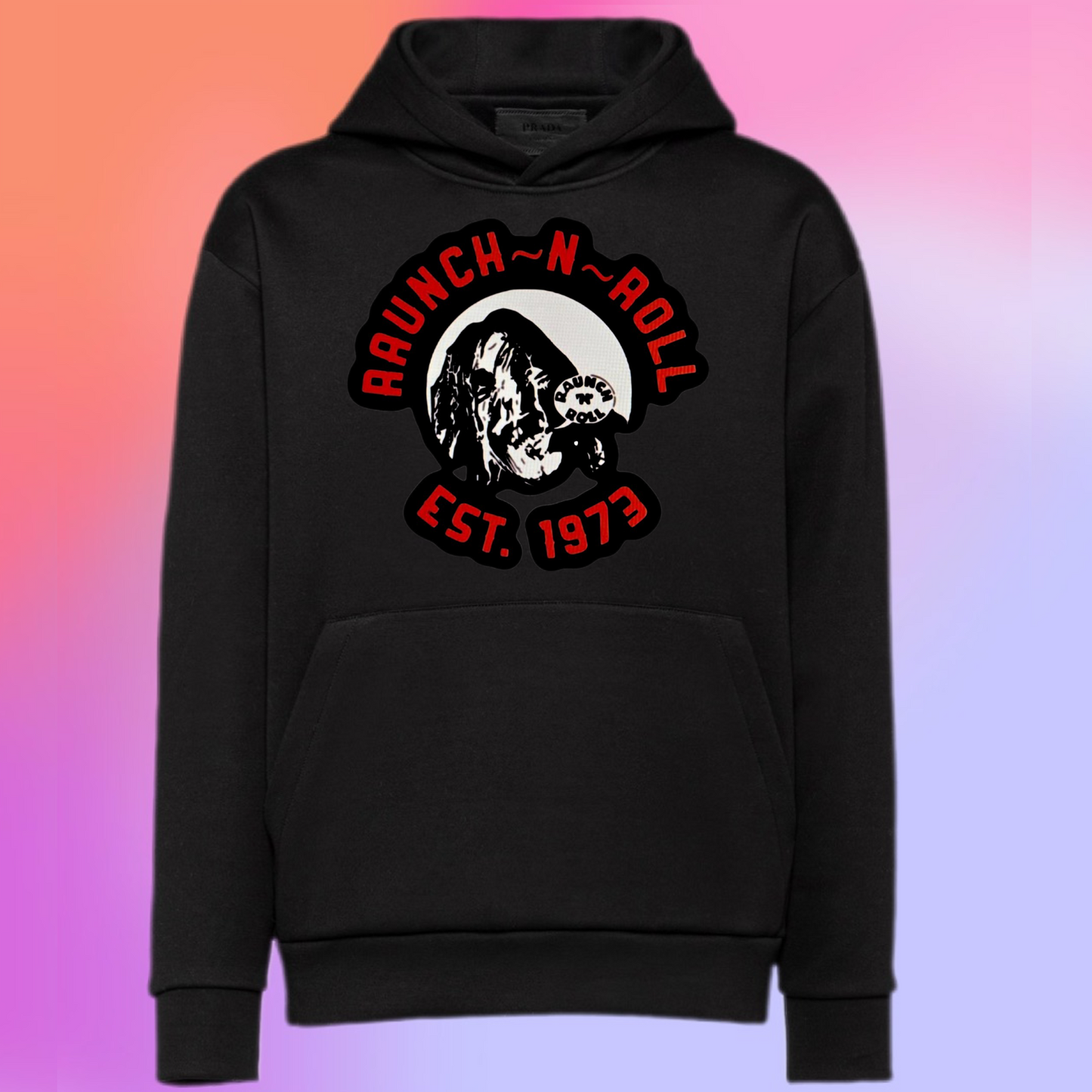 Awesome lithograph of dad on the back of the raunch n roll live album!