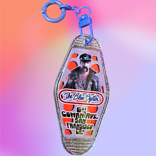 Killer one of a kind Epoxy Vintage Style Keychain! - The Blue Oyster (The Gay Bar from The Police Academy Movies)
