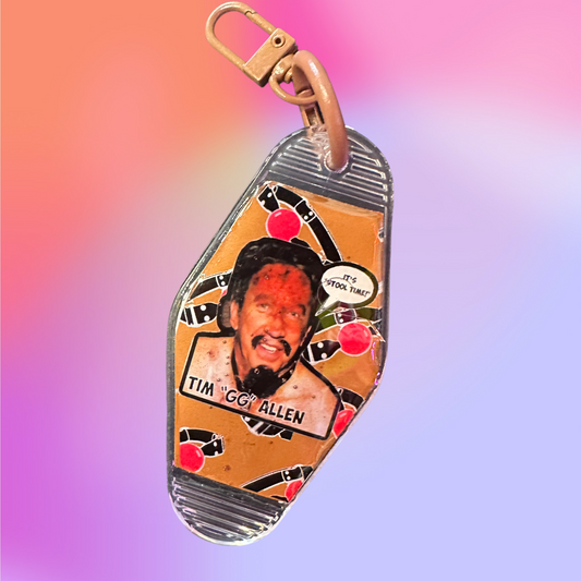 Killer one of a kind Epoxy Vintage Style Keychain! - Tim "GG" Allen