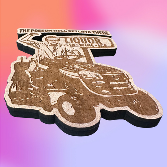 The Opossum on His Chariot Fridge Magnet!