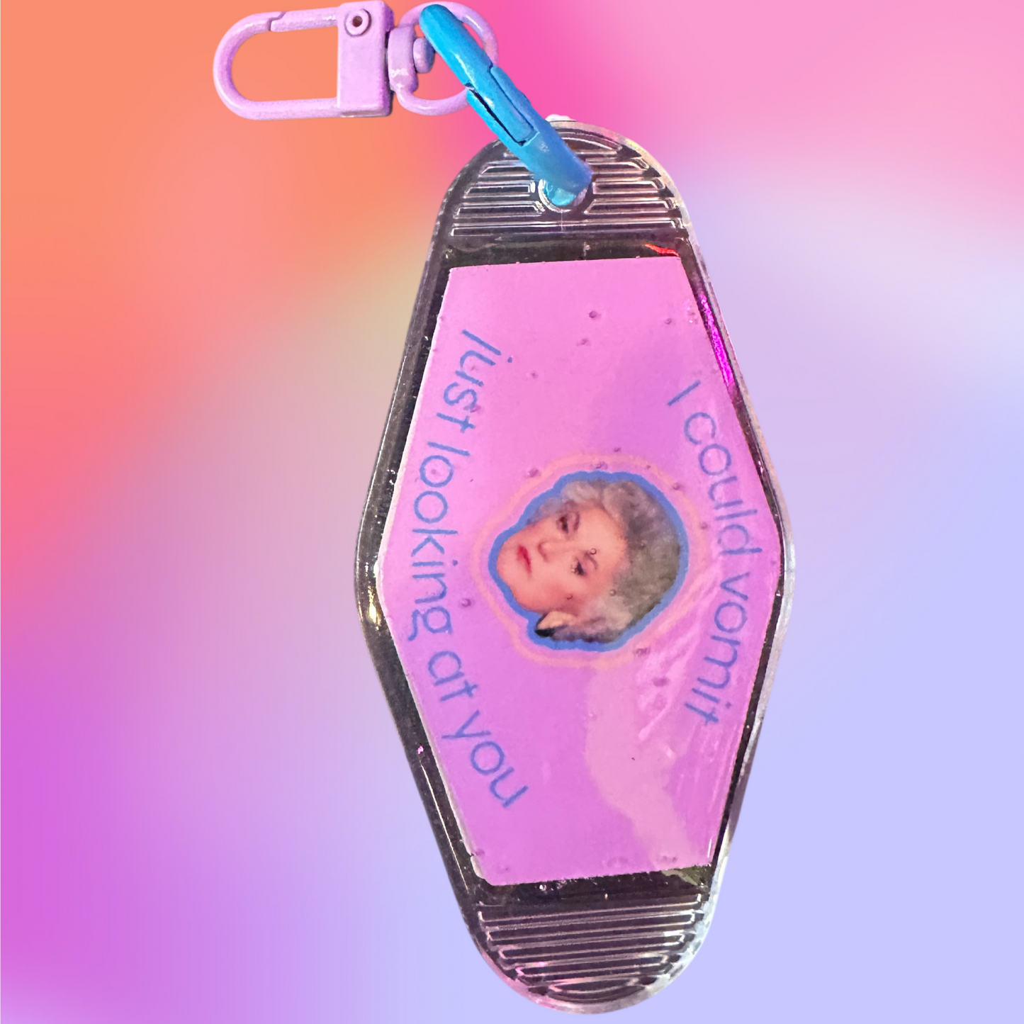 Killer one of a kind Epoxy Vintage Style Keychain! - Bea Arthur "I could vomit just looking at you"