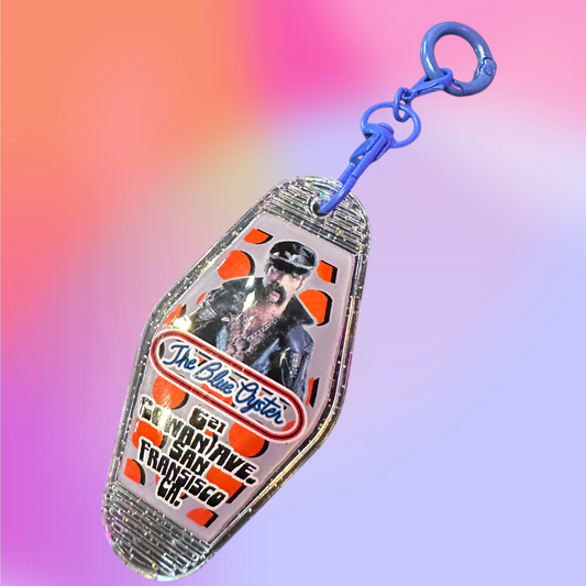 Killer one of a kind Epoxy Vintage Style Keychain! - The Blue Oyster (The Gay Bar from The Police Academy Movies)