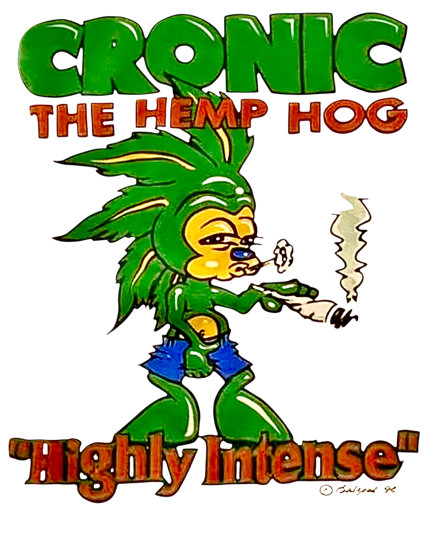 A CLASSIC!! Haha Funny Sonic The Hedgehog Spoof Pro-Weed Tee From The 1990's! Cronic The hemp hog lol