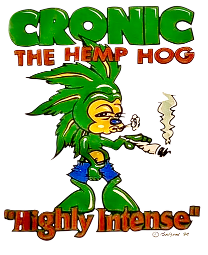 A CLASSIC!! Haha Funny Sonic The Hedgehog Spoof Pro-Weed Tee From The 1990's! Cronic The hemp hog lol
