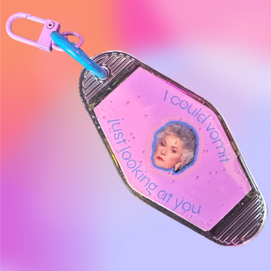 Killer one of a kind Epoxy Vintage Style Keychain! - Bea Arthur "I could vomit just looking at you"